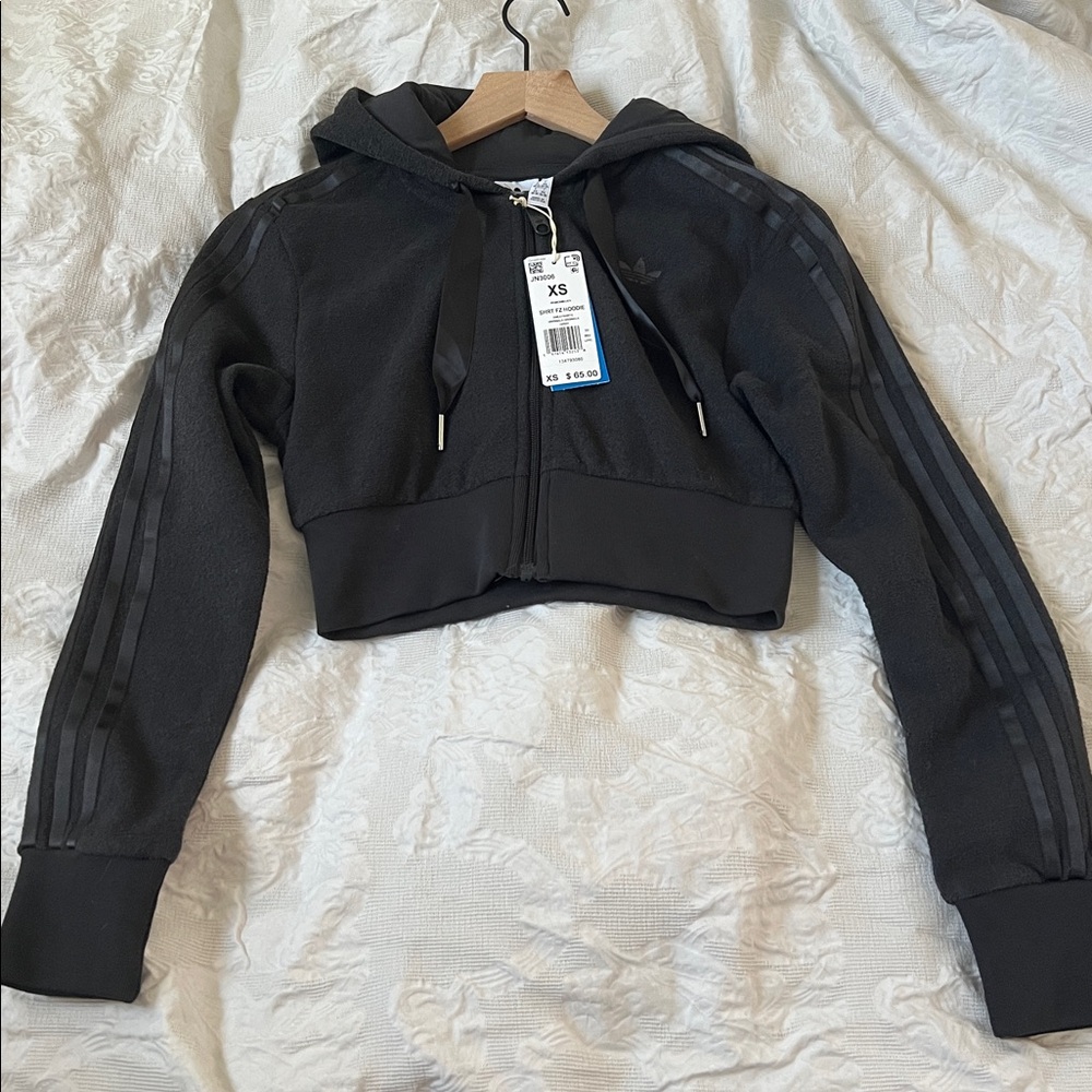 Adidas Black Cropped Hoodie